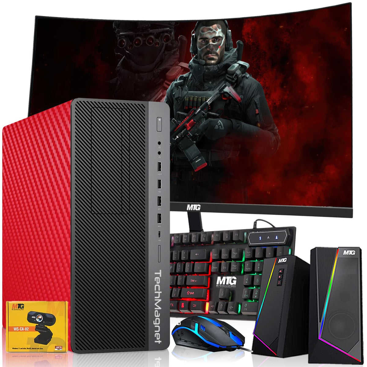 TechMagnet HP G3 Christmas Special Gaming PC, 16GB RAM, RGB Speaker Kit, USB WiFi + BT (Win 11 Renewed)
