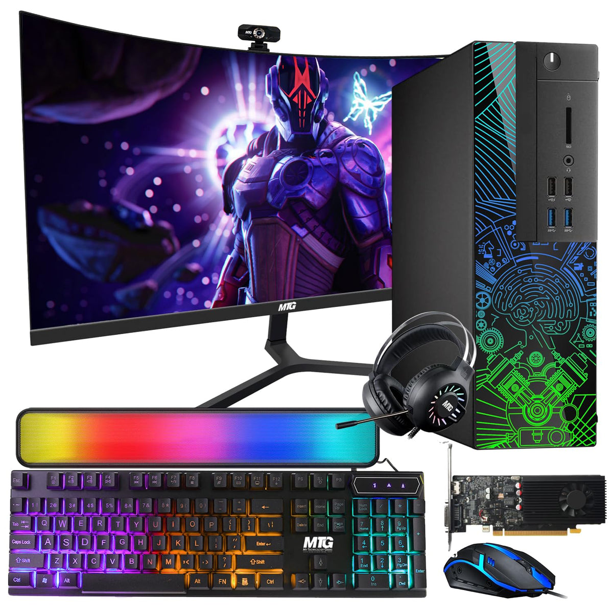 TechMagnet Lumos 8 Gaming PC, Intel Core i7 8th Gen, 8GB RAM, GTX 1650 Graphics, RGB Soundbar & Headphone Kit, USB WiFi + BT (Win 11 Renewed)