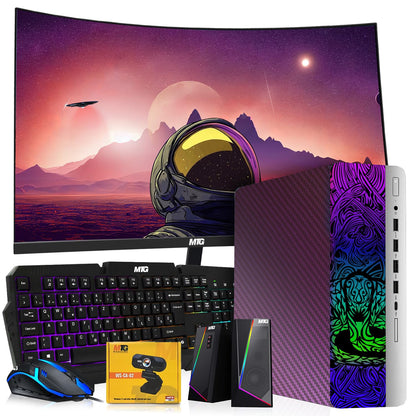 TechMagnet HP Cobra Wrap Edition Gaming PC, 16GB RAM, RGB Speaker Kit, Webcam, USB WiFi + BT (Win 11 Renewed)