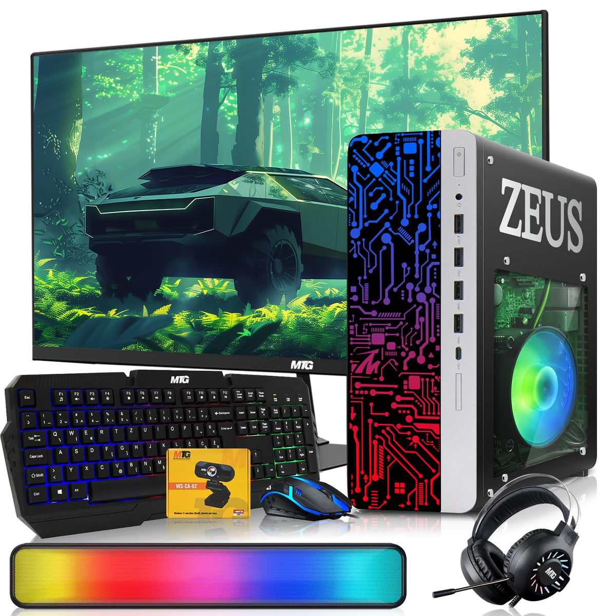 TechMagnet Zeus Pro 4 Gaming PC - Intel I5 4th Gen, 16GB RAM, RGB Soundbar Kit (Win 11 Renewed)