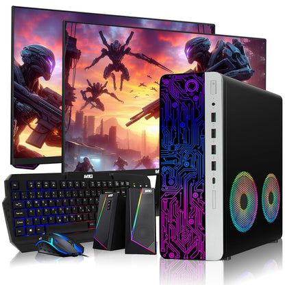 TechMagnet HP 2x ARGB Fan Gaming PC, Intel Core i7, 16GB RAM, GTX 1650 Graphics, Dual Monitor Setup, RGB Speaker Kit, USB WiFi + BT (Win 11 Renewed)