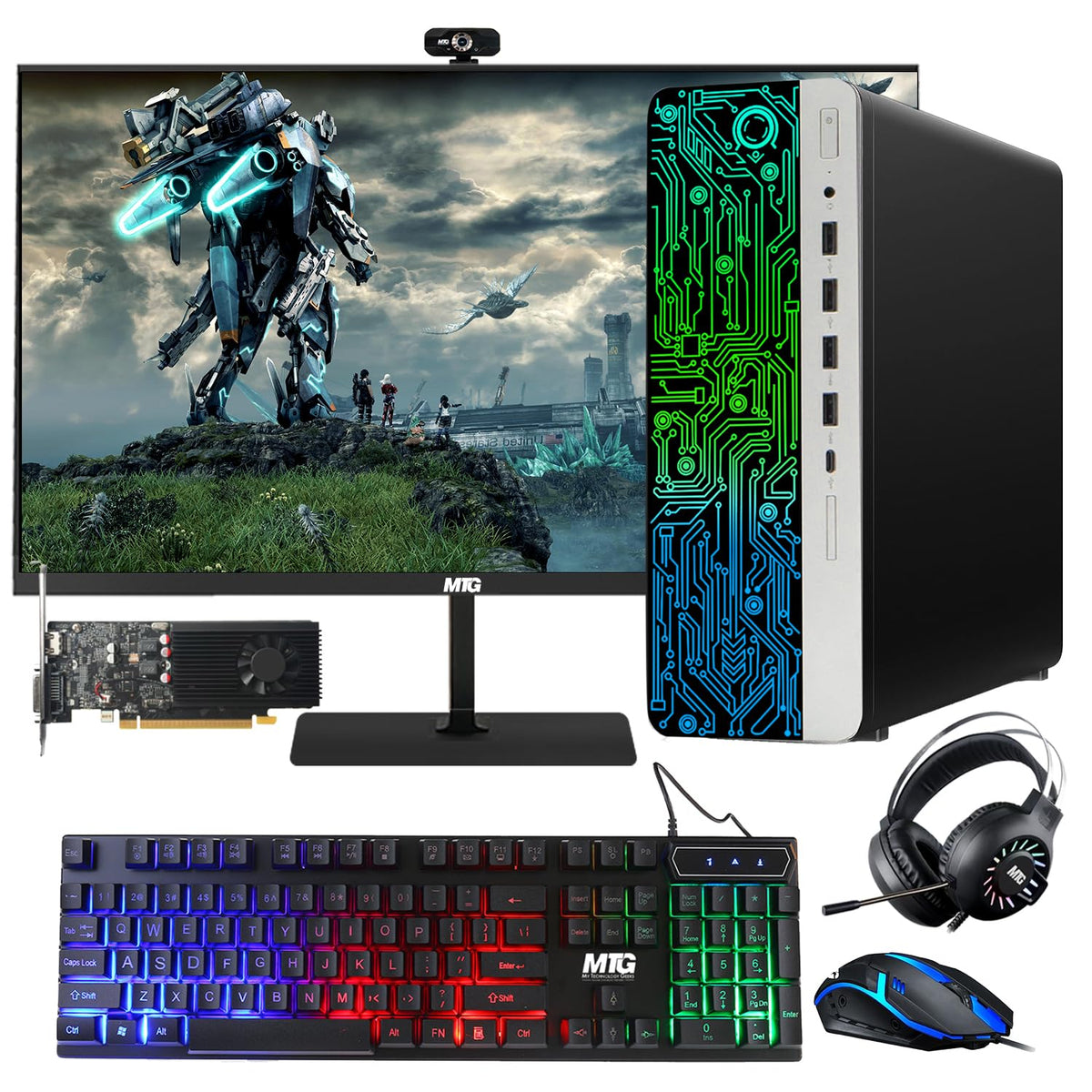 TechMagnet HP G3 Gaming PC, Intel Core i5 8th Gen, 16GB RAM, RGB Headphone Kit, Webcam, USB WiFi + BT (Win 11 Renewed)