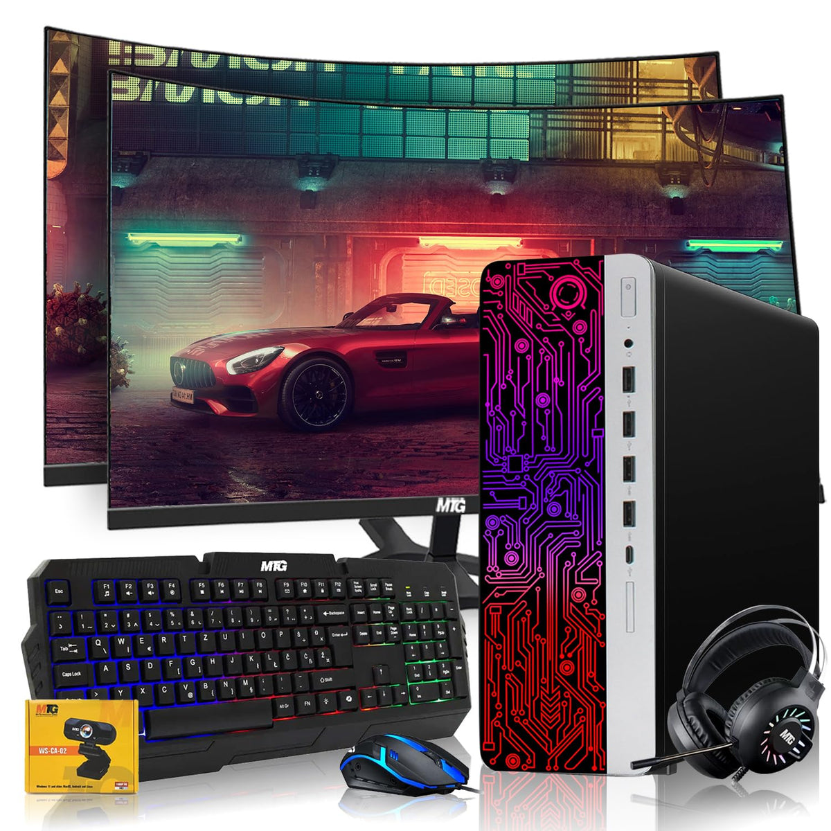TechMagnet HP G3 Gaming PC, Intel Core i5 8th Gen, 32GB RAM, GTX 1650 Graphics, RGB Headphone Kit, Webcam, USB WiFi + BT (Win 11 Renewed)