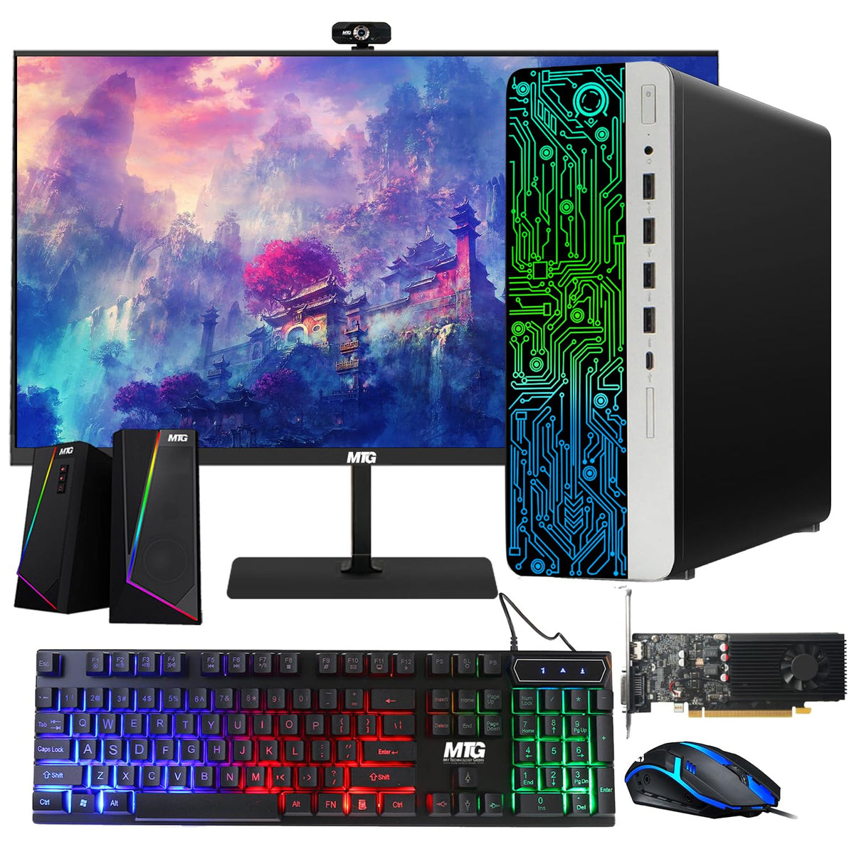 TechMagnet HP G3 Gaming PC, Intel Core i7 8th Gen, 16GB RAM, RGB Speaker Kit, USB WiFi + BT (Win 11 Renewed)