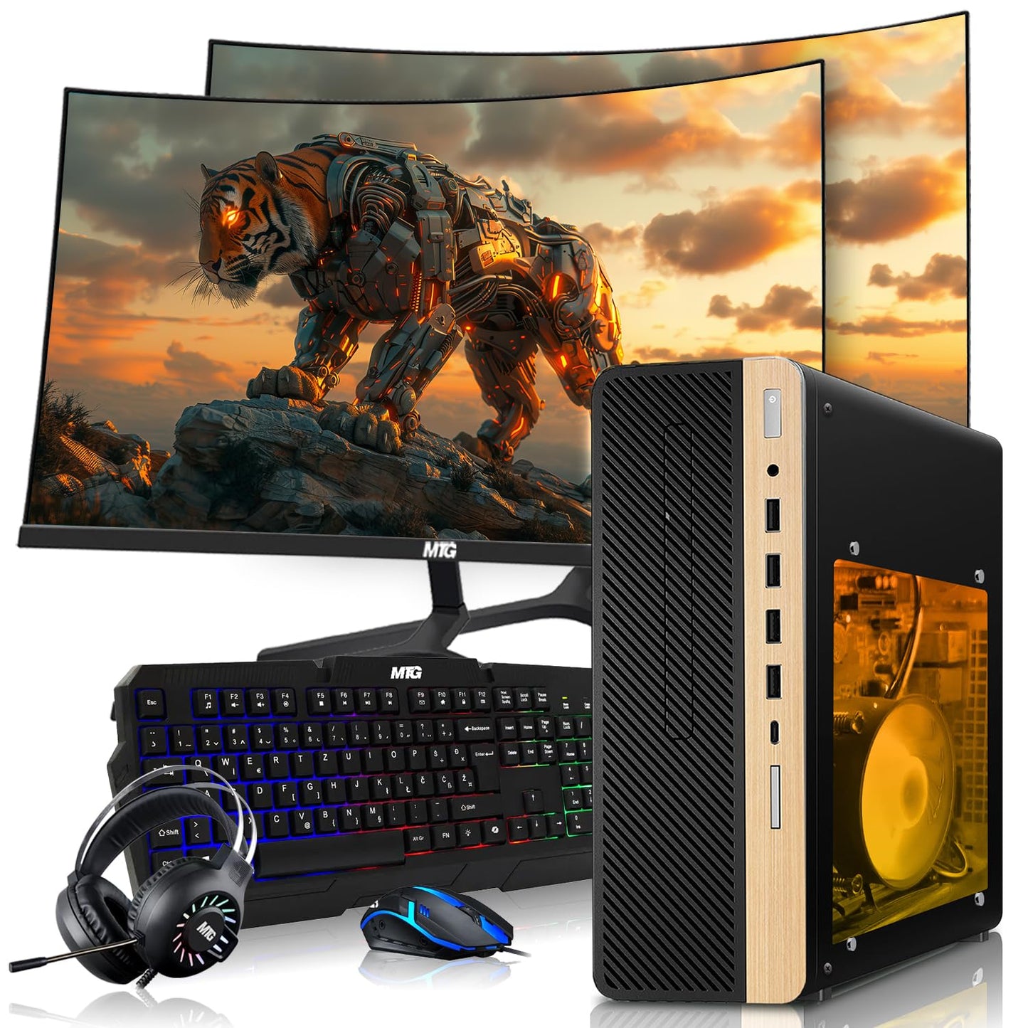 TechMagnet HP Premium Gaming Desktop with monitor display setup