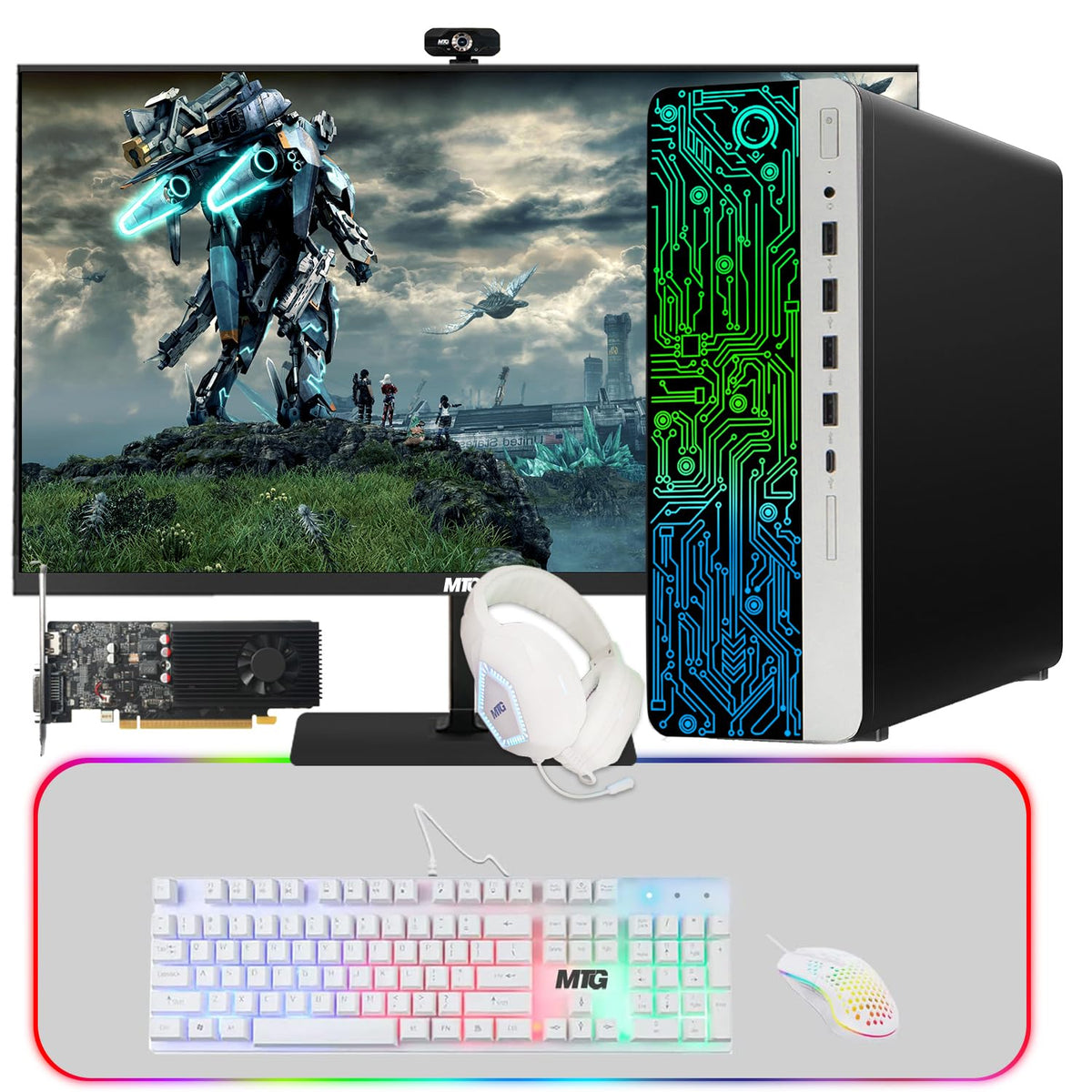 TechMagnet HP G3 Gaming PC, Intel Core i7 8th Gen, 16GB RAM, 4 in 1 Gaming Kit, Webcam, USB WiFi + BT (Win 11 Renewed)