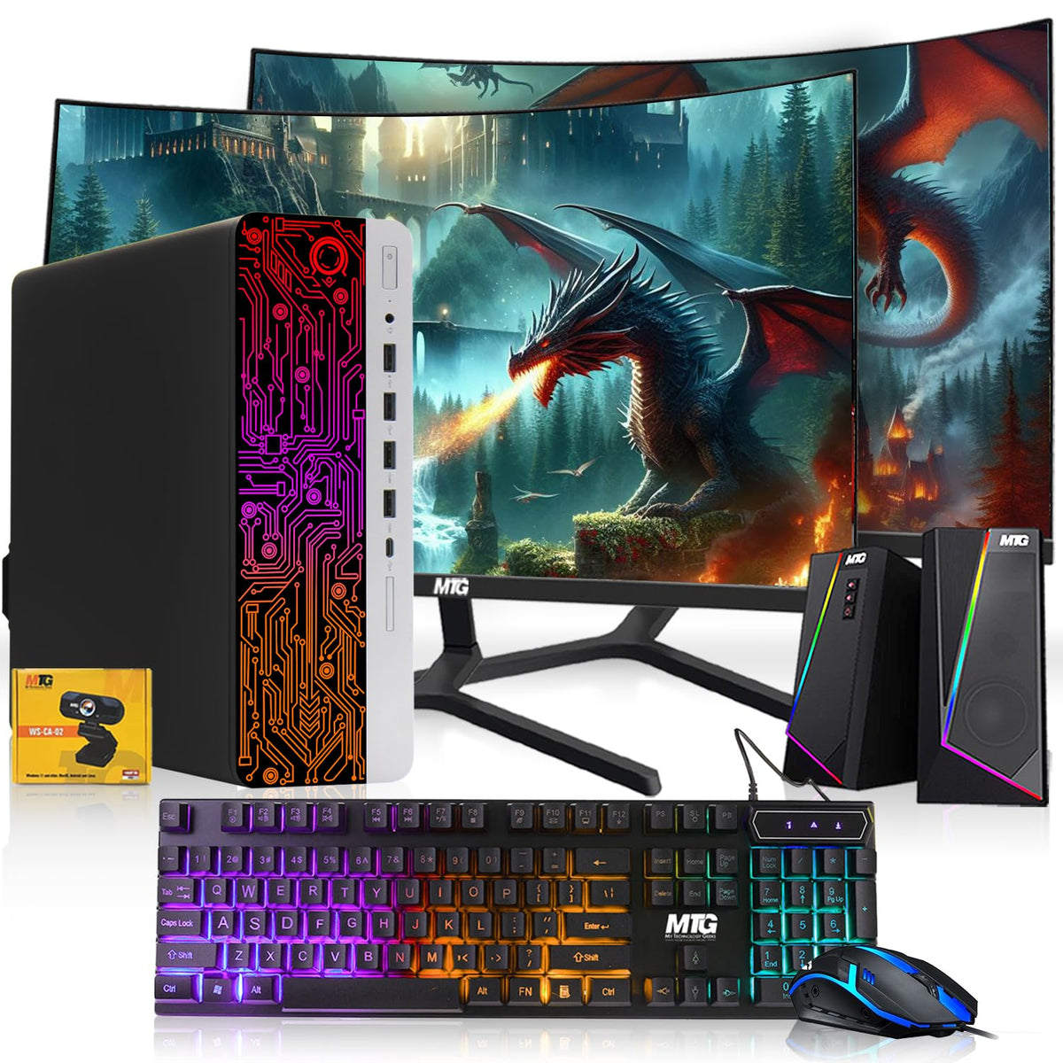 TechMagnet HP G3 Gaming PC, Intel Core i5 8th Gen, 16GB RAM, RGB Speaker Kit, Webcam, USB WiFi + BT (Win 11 Renewed)