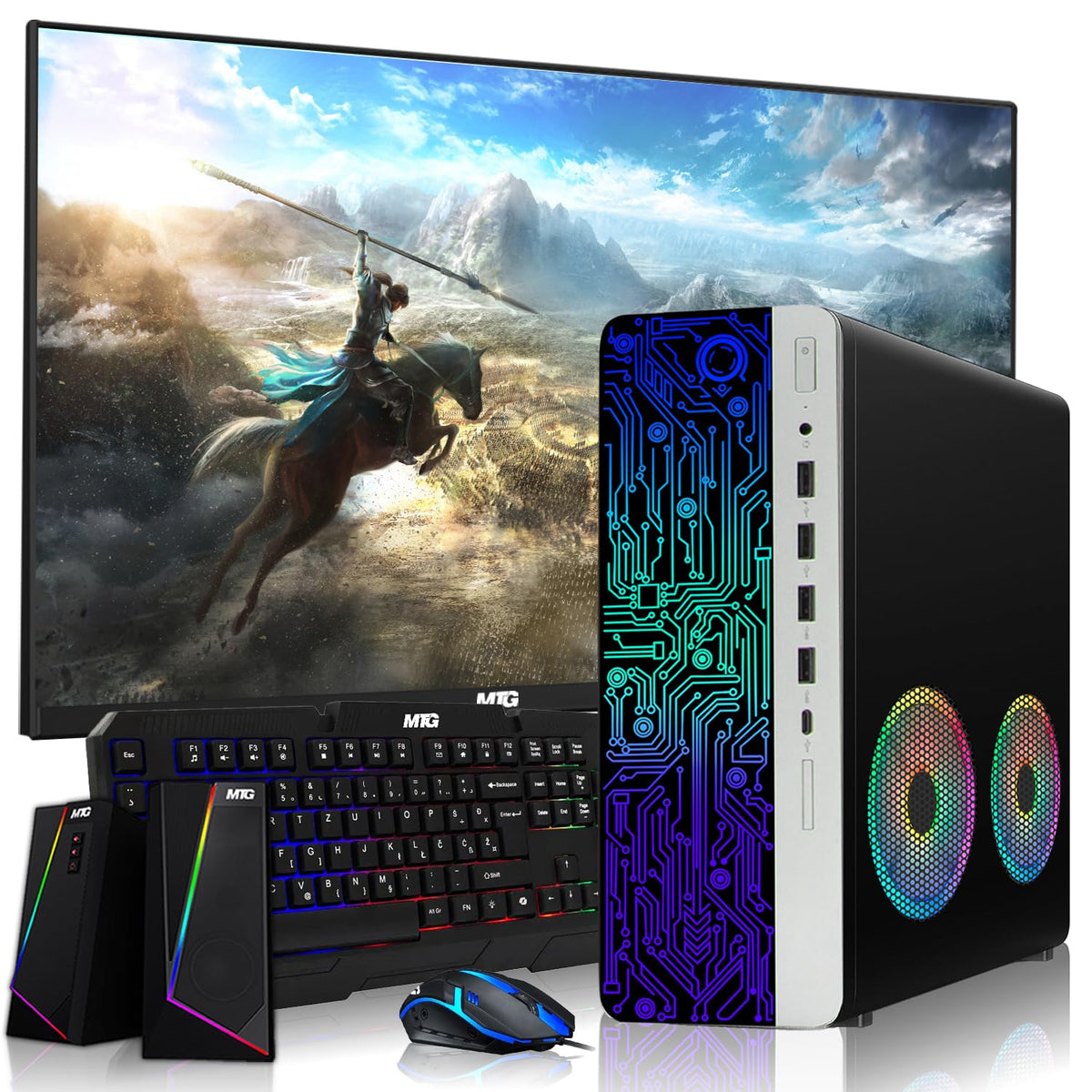 TechMagnet HP 2x ARGB Fan Gaming PC, Intel Core i7, 16GB RAM, GTX 1650 Graphics, Single Monitor Setup, RGB Speaker Kit, USB WiFi + BT (Win 11 Renewed)