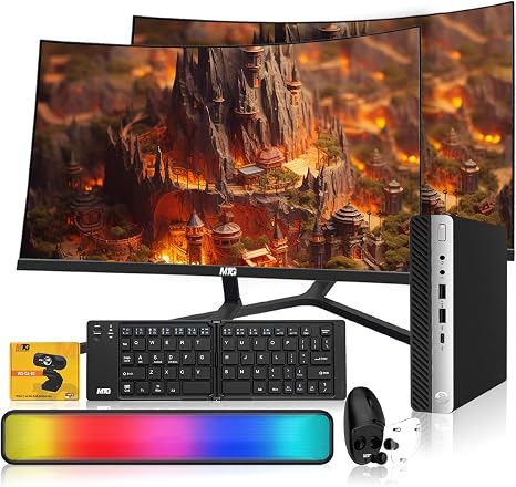 HP G5 Tiny Mini PC bundled with dual 32 inch monitors