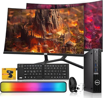 Dell 3060 Tiny Mini PC bundled with dual 32 inch curved monitors