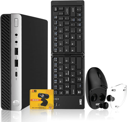 HP G5 Tiny Mini Desktop PC tower only, no monitor, front view