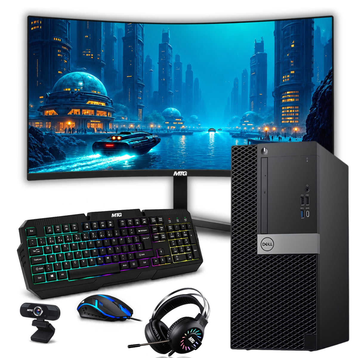 Dell 7060 Gaming PC - Intel Core i7, 16GB RAM, 1TB SSD, RGB Bundle (Win 11 Renewed)