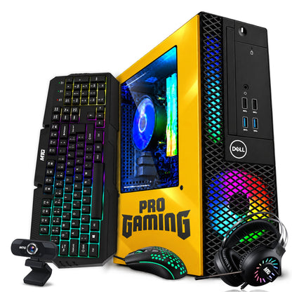 Refurbished Dell OptiPlex gaming PC Lambo Edition (yellow) tower only, GTX 1650, RGB keyboard, mouse and headset