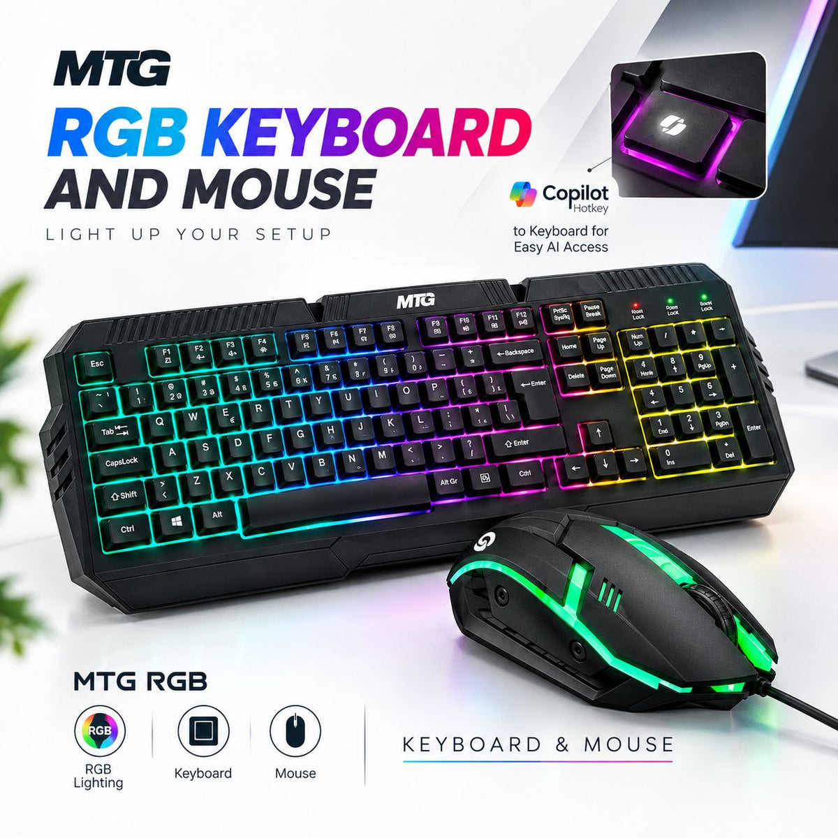 RGB gaming keyboard and mouse included with Dell OptiPlex gaming PC bundle