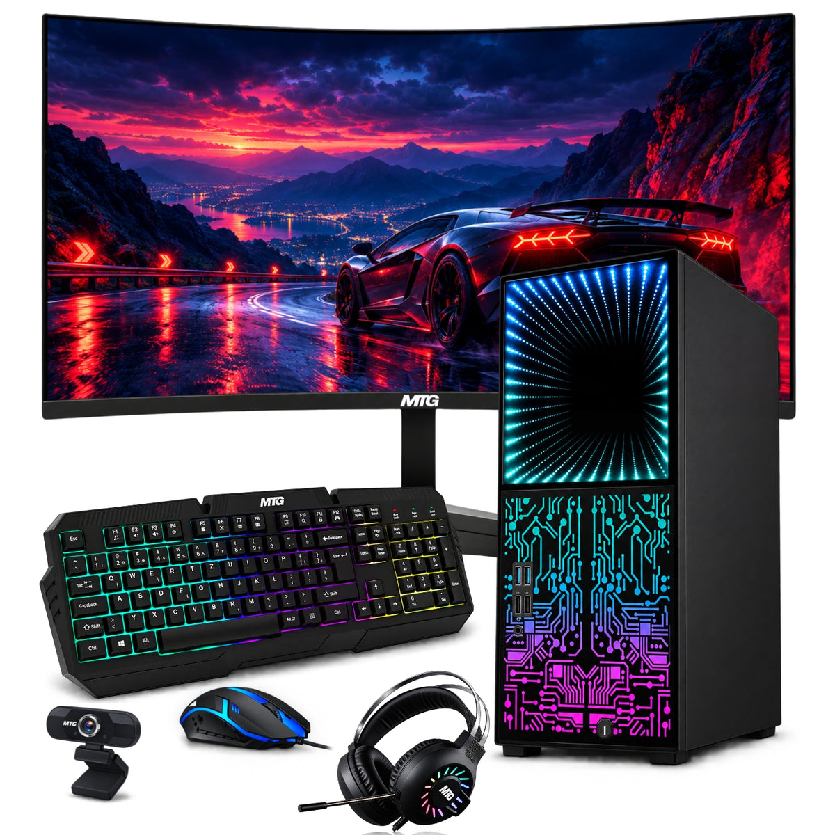 TechMagnet Horizon+ Gaming PC - Intel Core i7, 16GB RAM, 1TB SSD, Infinity Panel RGB Bundle (Win 11 Renewed)