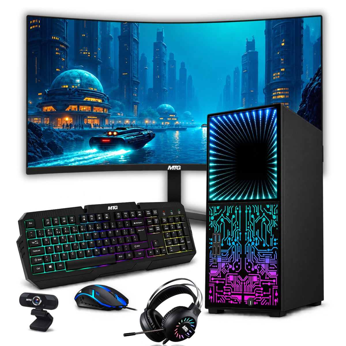 TechMagnet Horizon+ Gaming PC - Intel Core i7, 16GB RAM, 1TB SSD, Infinity Panel RGB Bundle (Win 11 Renewed)